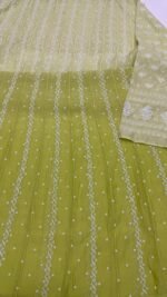 Apple Green Chanderi Mul Chikankari Anarkali & Dupatta Set - Image 7